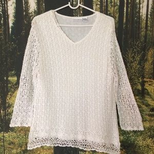 Crochet white knit shirt
